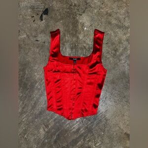 Red Satin Corset Top - Satin - Corset
